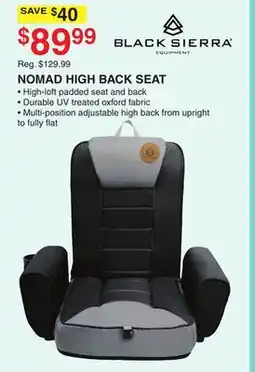 Dunham's Sports NOMAD HIGH BACK SEAT offer