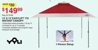 Dunham's Sports 13' X 13' EASYLIFT 170 INSTANT CANOPY offer