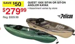 Dunham's Sports PELICAN QUEST 100X SIT-IN OR SIT-ON ANGLER KAYAK offer