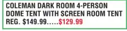 Dunham's Sports COLEMAN DARK ROOM 4-PERSON DOME TENT WITH SCREEN ROOM TENT offer