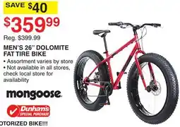 Dunham's Sports MEN'S 26 DOLOMITE FAT TIRE BIKE offer