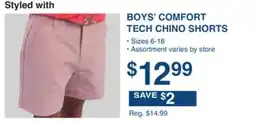 Dunham's Sports BOYS' COMFORT TECH CHINO SHORTS offer