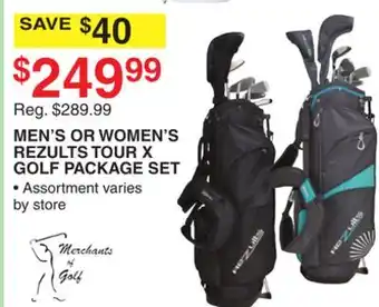 Dunham's Sports MEN'S OR WOMEN'S REZULTS TOUR X GOLF PACKAGE SET offer