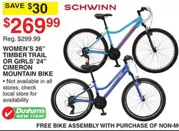 Dunham's Sports WOMEN'S 26 TIMBER TRAIL OR GIRLS' 24 CIMERON MOUNTAIN BIKE offer