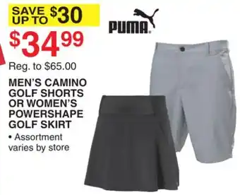 Dunham's Sports MEN'S CAMINO GOLF SHORTS OR WOMEN'S POWERSHAPE GOLF SKIRT offer