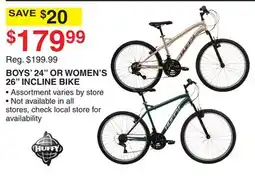Dunham's Sports BOYS' 24 OR WOMEN'S 26 INCLINE BIKE offer