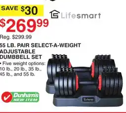 Dunham's Sports 55 LB. PAIR SELECT-A-WEIGHT ADJUSTABLE DUMBBELL SET offer