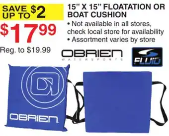 Dunham's Sports 15 X 15 FLOATATION OR BOAT CUSHION offer