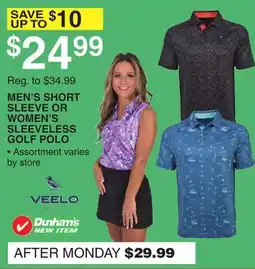 Dunham's Sports MEN'S SHORT SLEEVE OR WOMEN'S SLEEVELESS GOLF POLO offer