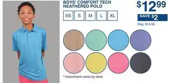 Dunham's Sports BOYS' COMFORT TECH HEATHERED POLO offer