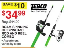 Dunham's Sports ZEBCO ROAM SPINNING OR SPINCAST ROD AND REEL COMBO offer