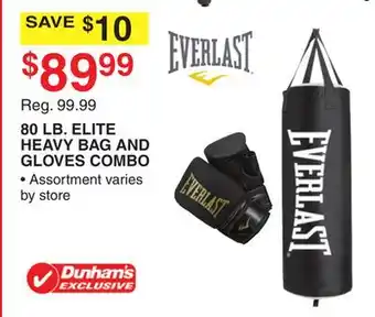 Dunham's Sports 80 LB. ELITE HEAVY BAG AND GLOVES COMBO offer