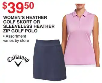 Dunham's Sports WOMEN'S HEATHER GOLF SKORT OR SLEEVELESS HEATHER ZIP GOLF POLO offer