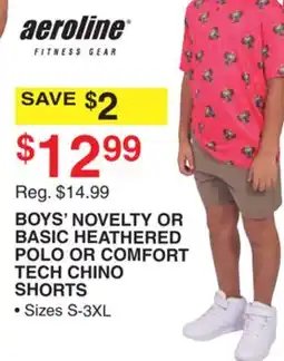 Dunham's Sports BOYS' NOVELTY OR BASIC HEATHERED POLO OR COMFORT TECH CHINO SHORTS offer
