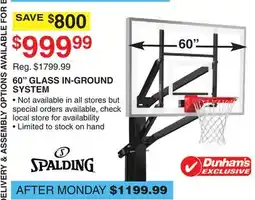 Dunham's Sports 60 GLASS IN-GROUND SYSTEM offer