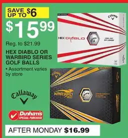 Dunham's Sports HEX DIABLO OR WARBIRD SERIES GOLF BALLS offer