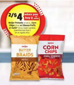 Meijer Meijer Pretzels, Corn Chips, Cheese Puffs or Curls offer