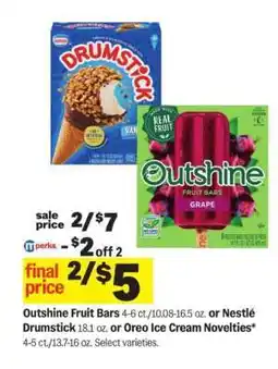 Meijer Outshine Fruit Bars or Nestlé Drumstick or Oreo Ice Cream Novelties offer