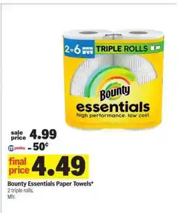Meijer Bounty Essentials Paper Towels offer
