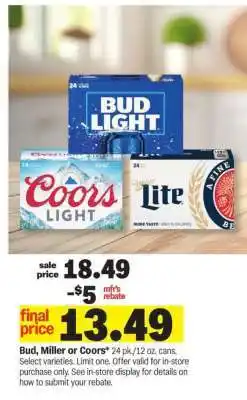 Meijer Bud, Miller or Coors offer