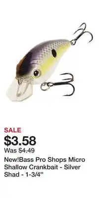 Cabela's New!Bass Pro Shops Micro Shallow Crankbait - Silver Shad - 1-3/4'' offer