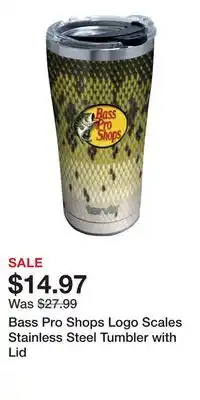 Cabela's Bass Pro Shops Logo Scales Stainless Steel Tumbler with Lid offer
