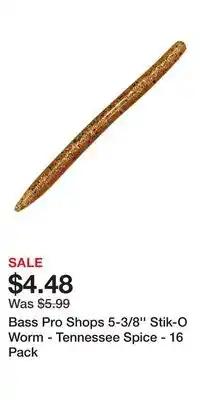 Cabela's Bass Pro Shops 5-3/8'' Stik-O Worm - Tennessee Spice - 16 Pack offer