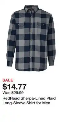 Cabela's RedHead Sherpa-Lined Plaid Long-Sleeve Shirt for Men offer