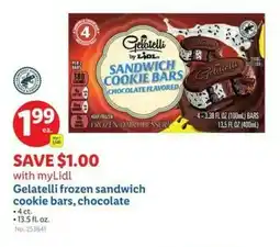 Lidl Gelatelli frozen sandwich cookie bars, chocolate offer