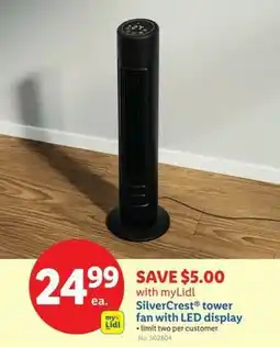 Lidl Silvercrest tower fan with LED display offer