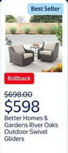 Walmart Better homes & gardens river oaks outdoor swivel gliders offer