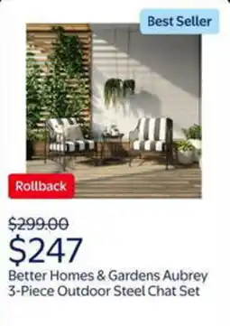 Walmart Better homes & gardens aubrey outdoor steel chat set offer