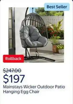Walmart Mainstays wicker outdoor patio hanging egg chair offer