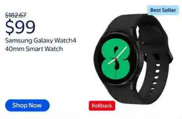 Walmart Samsung galaxy watch4 40mm smart watch offer