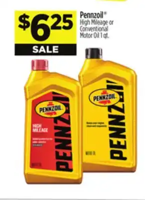 Dollar General Pennzoil High Mileage or Conventional Motor Oil offer