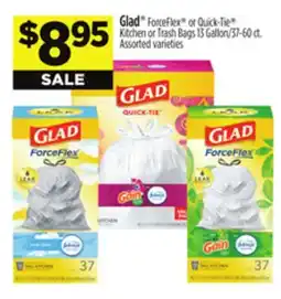 Dollar General Glad ForceFlex or Quick-Tie Kitchen or Trash Bags offer