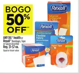Dollar General ANY DG health or Rexall Bandages, Tape or Gauze offer