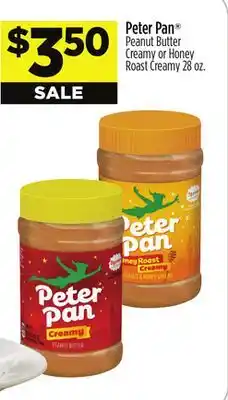 Dollar General Peter Pan Peanut Butter Creamy or Honey Roast Creamy offer