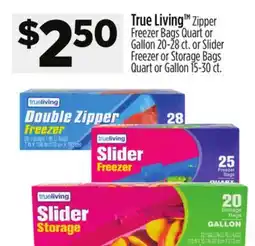Dollar General True Living Zipper Freezer Bags Quart or Gallon offer
