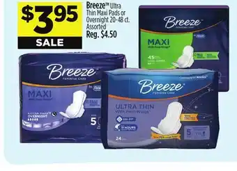 Dollar General Breeze Ultra Thin Maxi Pads or Overnight offer