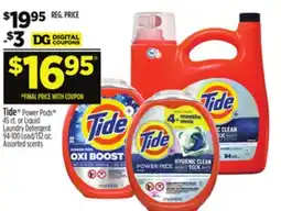 Dollar General Tide Power Pods 45 ct. or Liquid Laundry Detergent 94-100 Load/132 oz offer