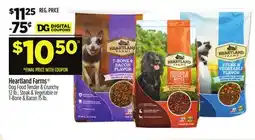 Dollar General Heartland Farms Dog Food Tender & Crunchy 12 lb., Steak & Vegetable or T-Bone & Bacon 15 lb offer