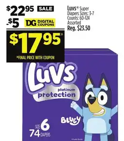 Dollar General Luvs Super Diapers offer