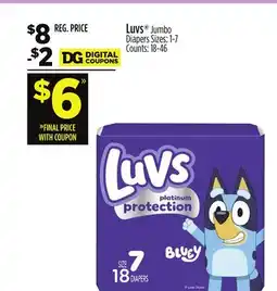 Dollar General Luvs Jumbo Diapers offer