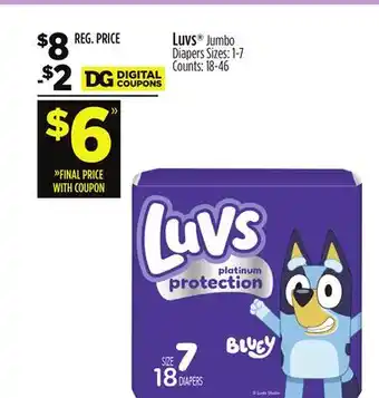 Dollar General Luvs Jumbo Diapers offer