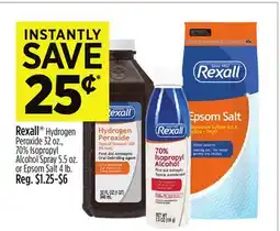 Dollar General Rexall Hydrogen Peroxide 32 oz., 70% Isopropyl Alcohol Spray 5.5 oz. or Epsom Salt 4 lb offer