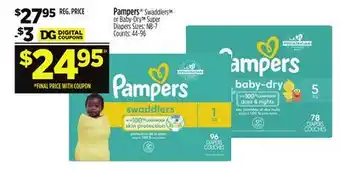 Dollar General Pampers Baby-Dry Super Diapers offer