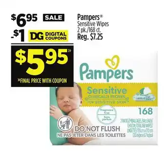 Dollar General Pampers Sensitive Wipes offer