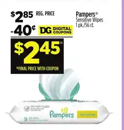 Dollar General Pampers Sensitive Wipes offer