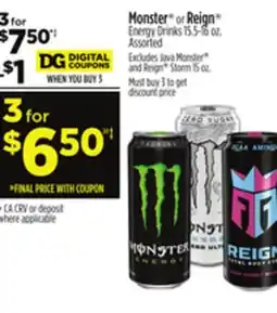 Dollar General Monster or Reign Energy Drinks offer